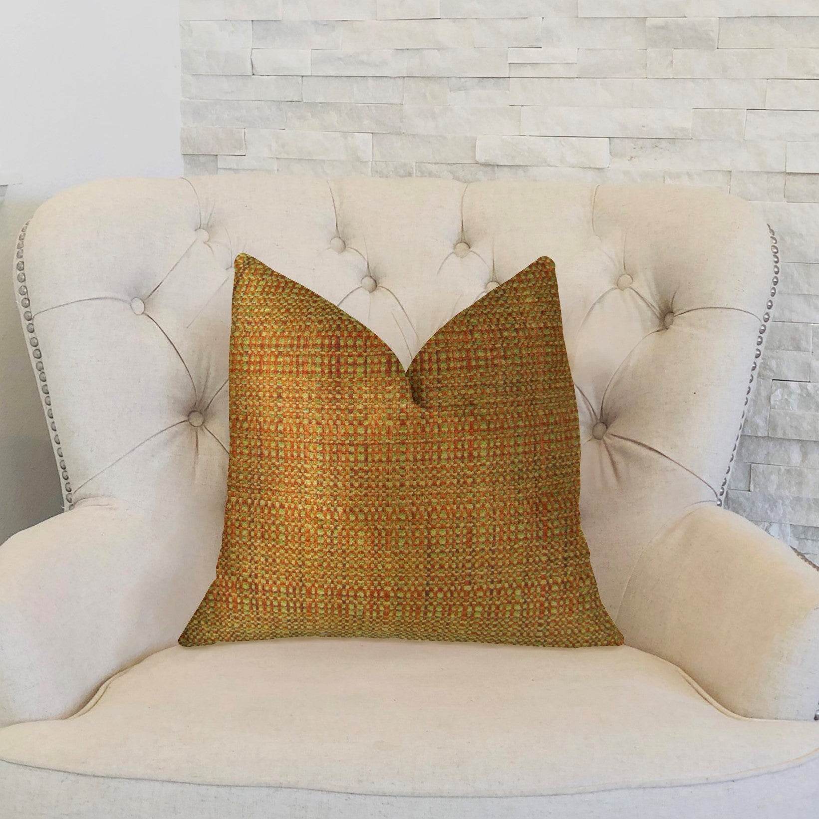 Melbourne Orange and Mint Handmade Luxury Pillow - Plutus Brands