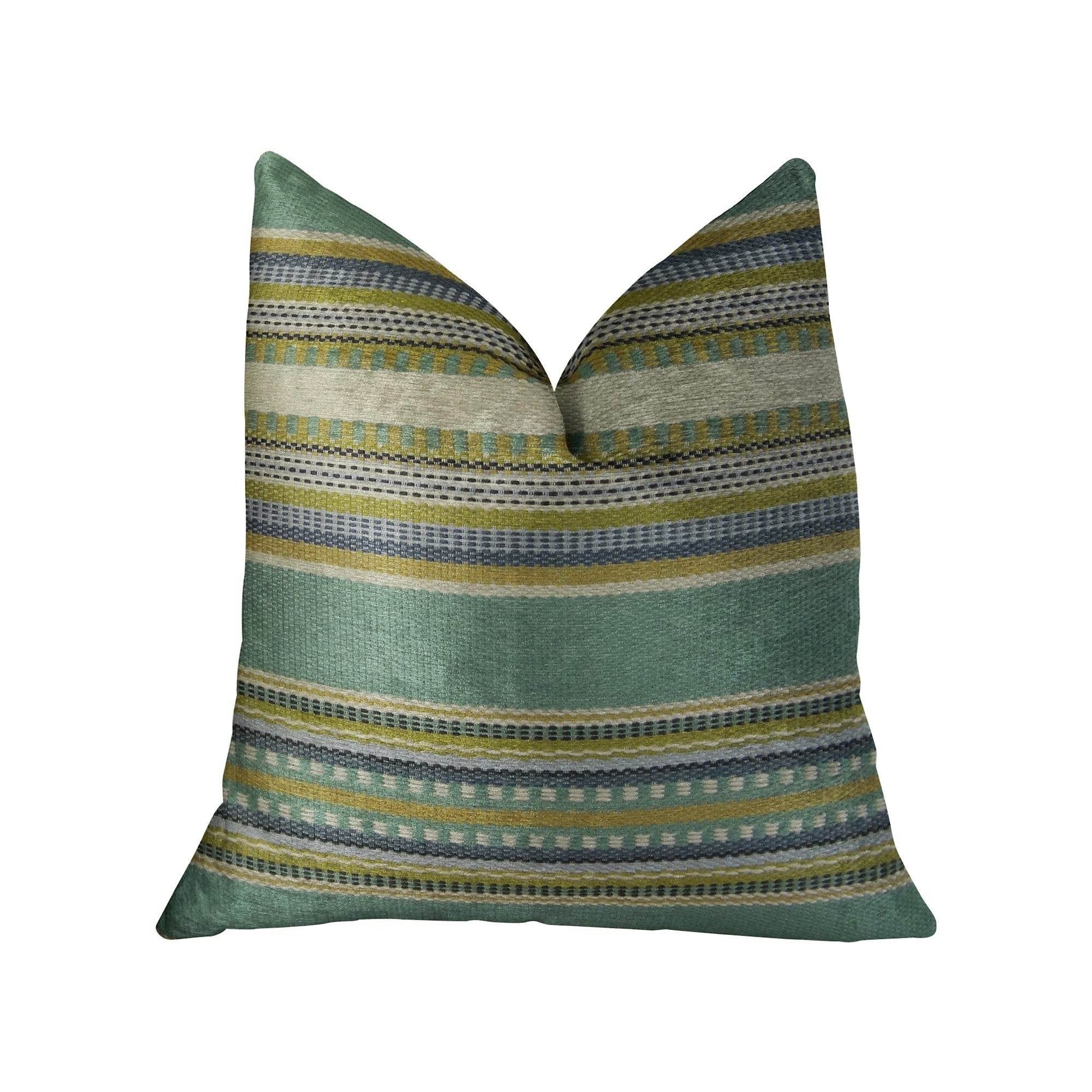 South Shore Jungle Light Blue Green and Cream Handmade Luxury Pillow - Plutus Brands