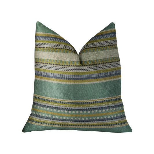 South Shore Jungle Light Blue Green and Cream Handmade Luxury Pillow - Plutus Brands