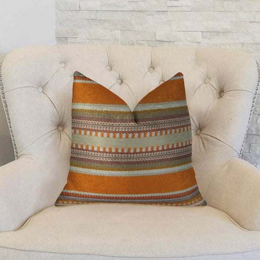 South Shore Amber Orange Olive and Cream Handmade Luxury Pillow - Plutus Brands