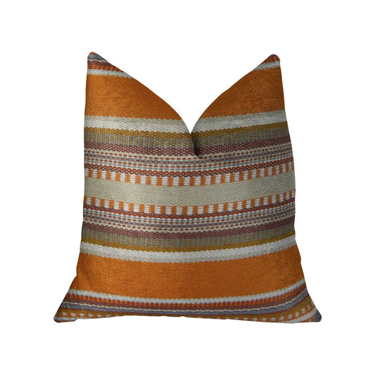 South Shore Amber Orange Olive and Cream Handmade Luxury Pillow - Plutus Brands