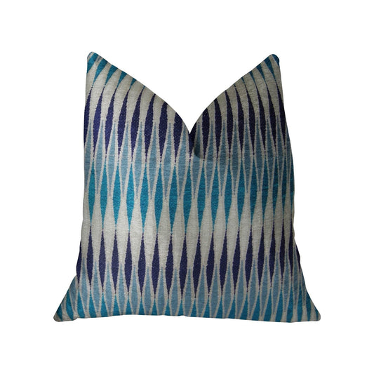 Wavering Blues Navy Blue and White Handmade Luxury Pillow - Plutus Brands