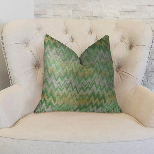 Green Fair Green Citrine and Taupe Handmade Luxury Pillow - Plutus Brands