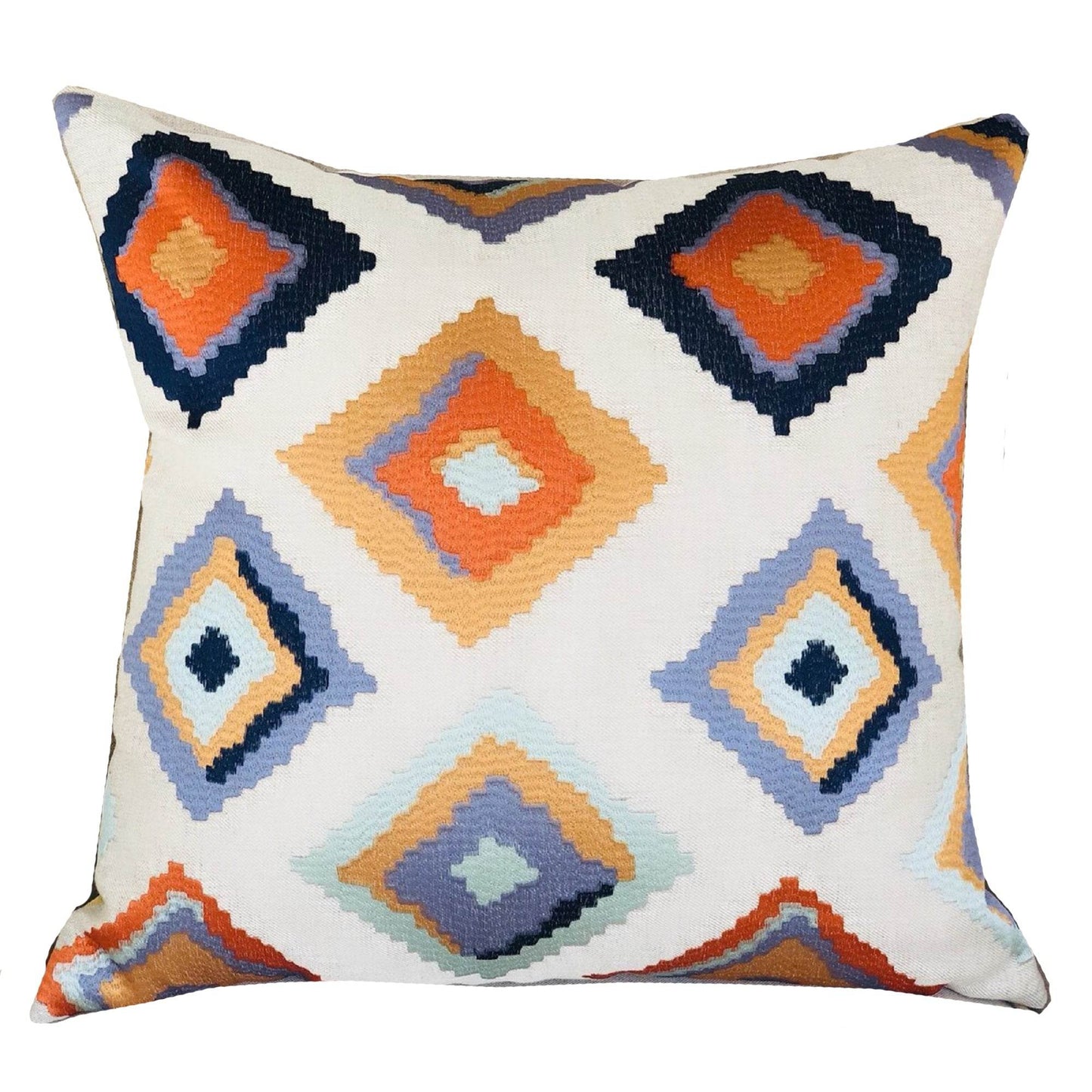 Isabeau Purple Orange and White Handmade Luxury Pillow - Plutus Brands