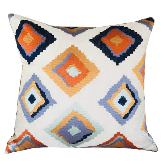 Isabeau Purple Orange and White Handmade Luxury Pillow - Plutus Brands