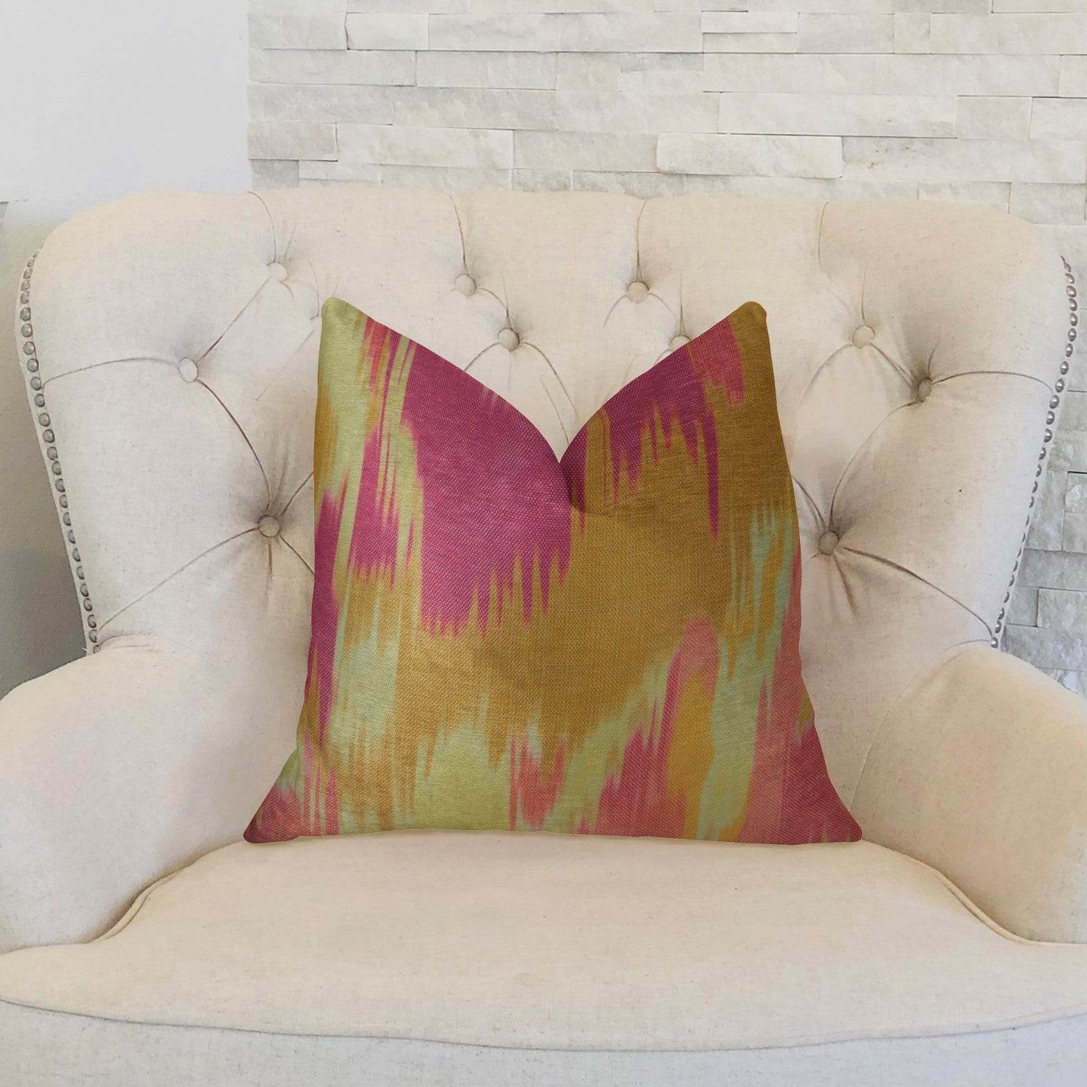 Electra Magenta Orange and Cream Handmade Luxury Pillow - Plutus Brands