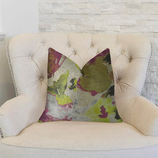 Water Lily Fuchsia Magenta and Citrine Handmade Luxury Pillow - Plutus Brands
