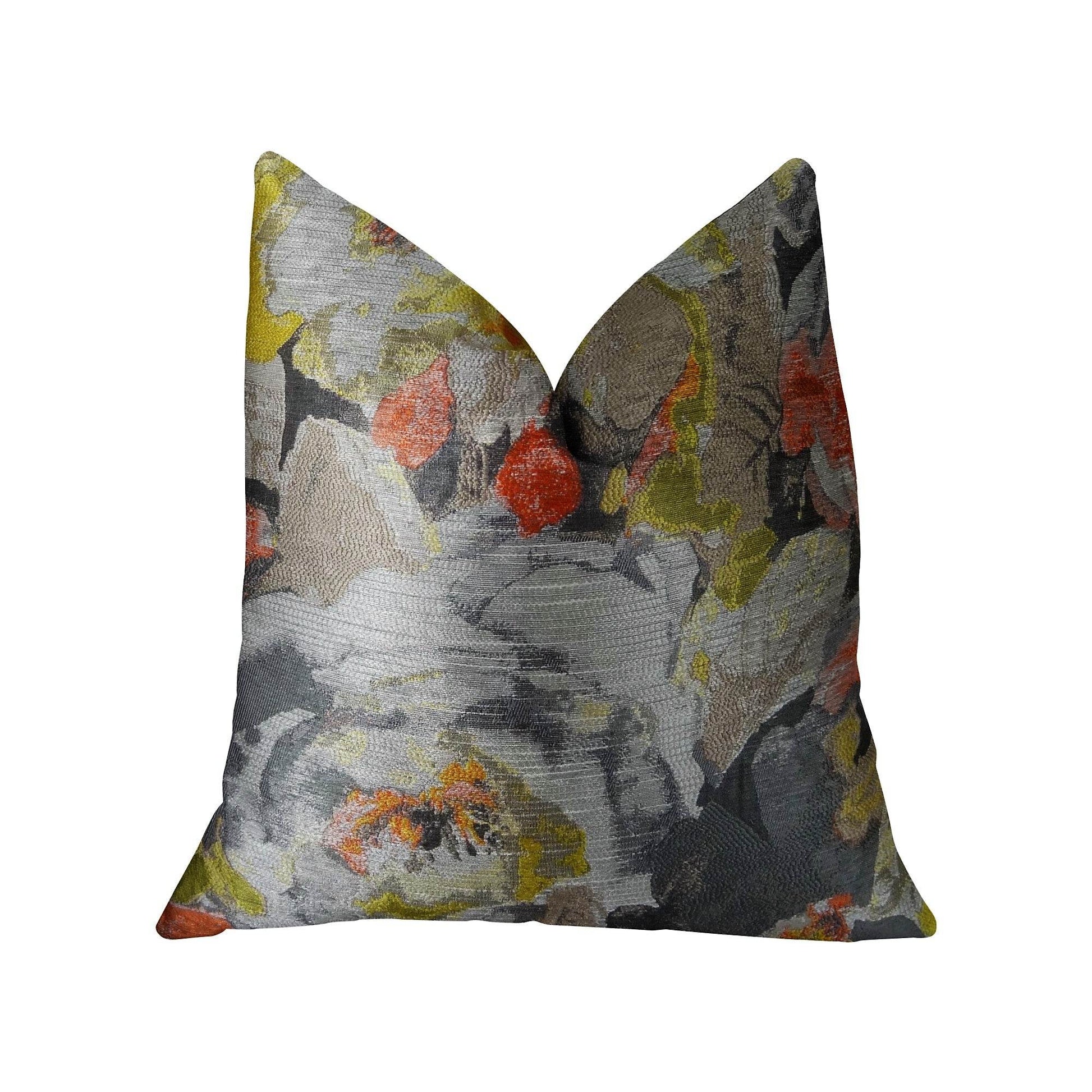 Fairy Garden Gray Yellow and Coral Handmade Luxury Pillow - Plutus Brands
