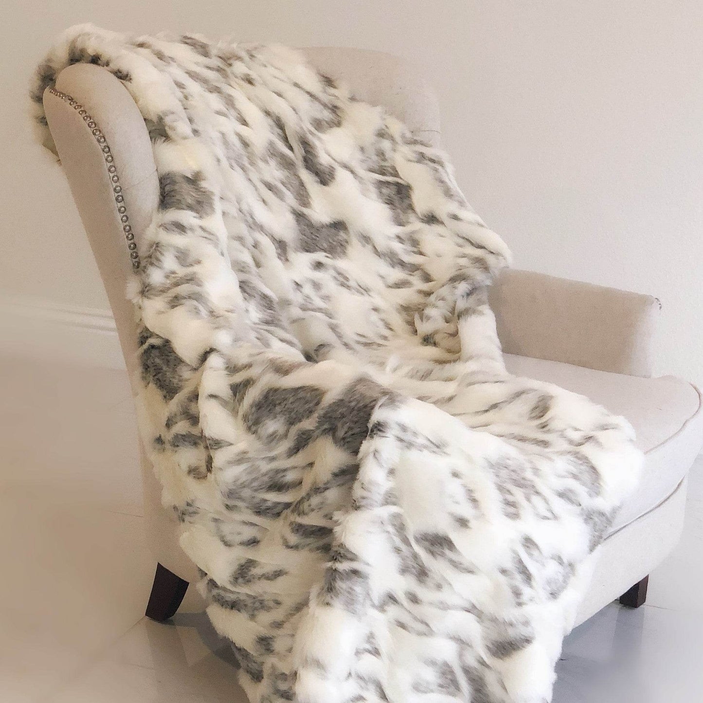Ivory Rabbit Faux Fur Handmade Luxury Throw - Plutus Brands