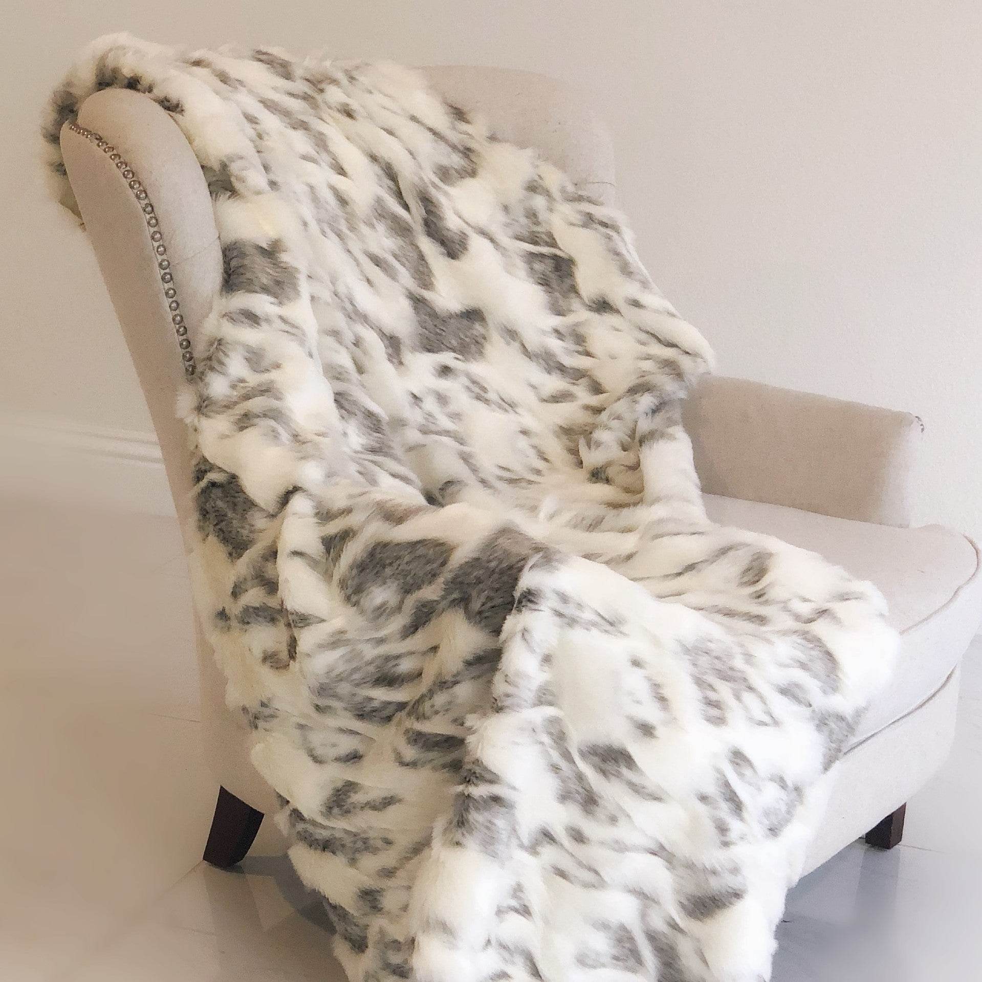 Ivory Rabbit Faux Fur Handmade Luxury Throw - Plutus Brands