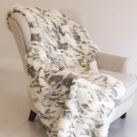 Ivory Rabbit Faux Fur Handmade Luxury Throw - Plutus Brands