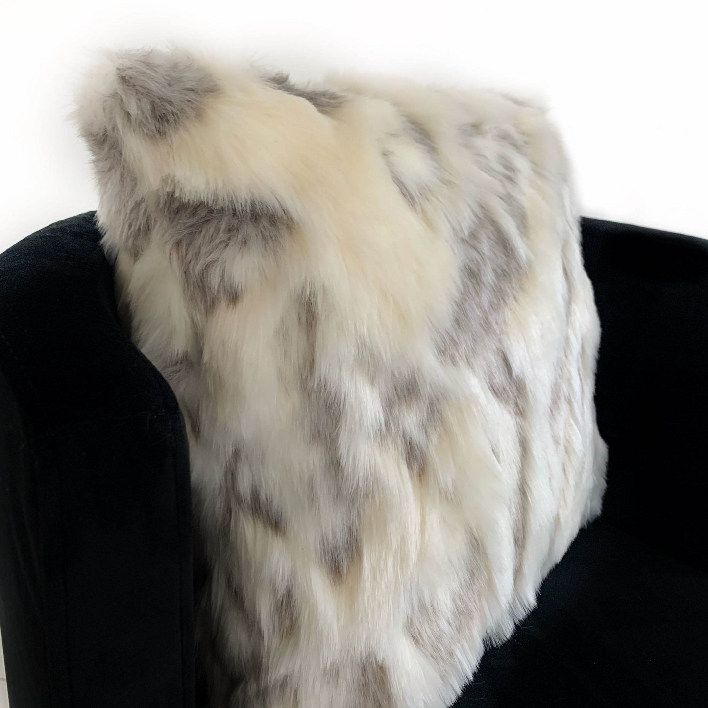 Plutus Ivory,Gray Ivory Rabbit Fur Animal Faux Fur Luxury Throw Pillow - Plutus Brands