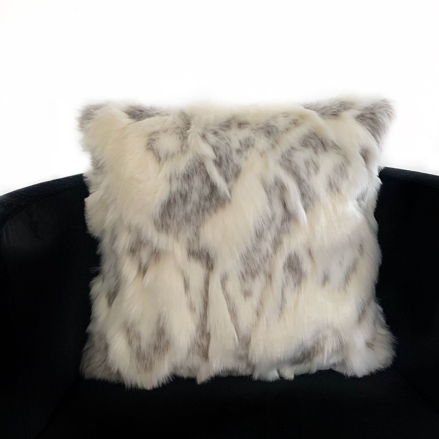 Plutus Ivory,Gray Ivory Rabbit Fur Animal Faux Fur Luxury Throw Pillow - Plutus Brands