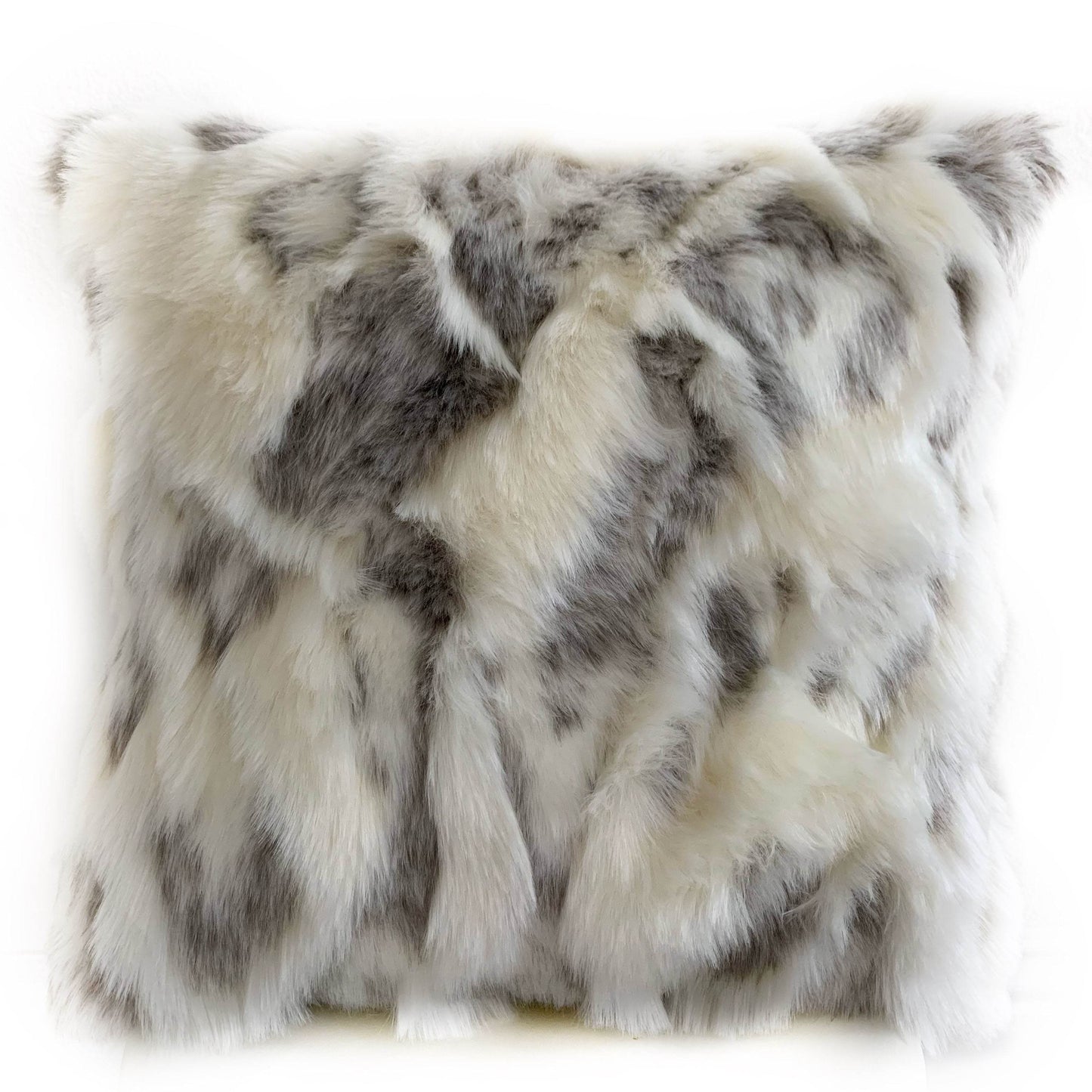 Plutus Ivory,Gray Ivory Rabbit Fur Animal Faux Fur Luxury Throw Pillow - Plutus Brands