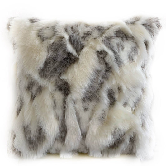 Plutus Ivory,Gray Ivory Rabbit Fur Animal Faux Fur Luxury Throw Pillow - Plutus Brands