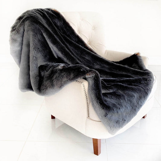 Two Tone Gray/Amber Handmade Luxury Throw - Plutus Brands