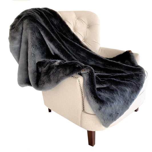 Two Tone Gray/Amber Handmade Luxury Throw - Plutus Brands