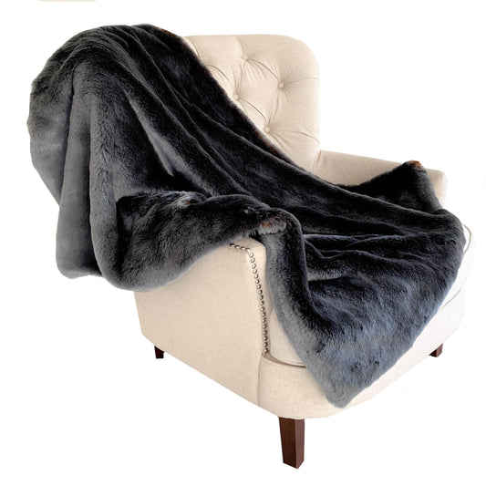 Two Tone Gray/Amber Handmade Luxury Throw with Floral Backing - Plutus Brands