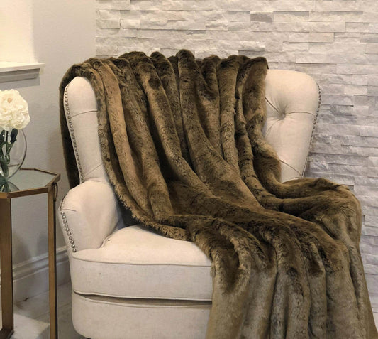 Tissavel Volga Rabbit Faux Fur Handmade Luxury Throw - Plutus Brands