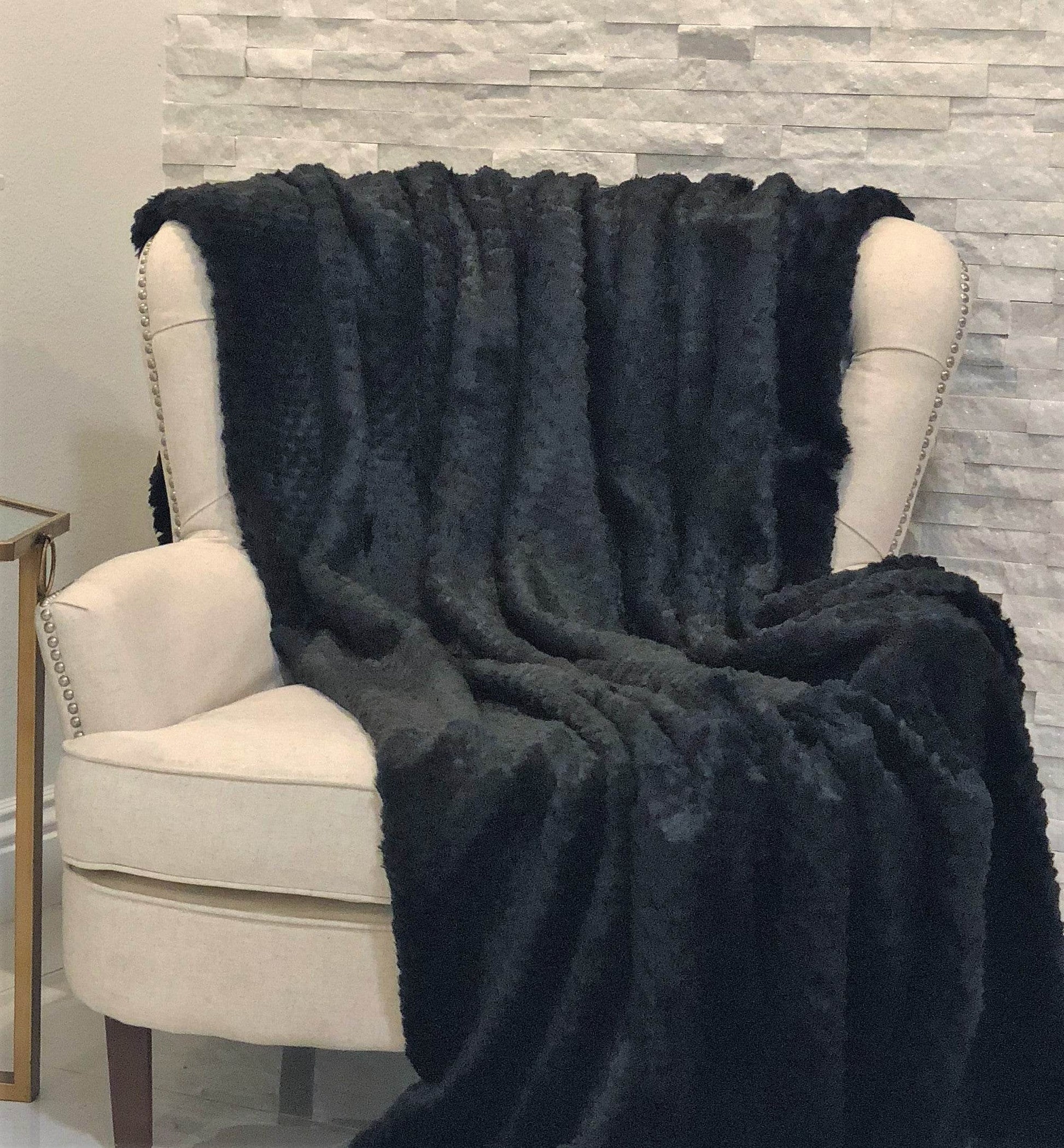 Black Mink Faux Fur Luxury Throw - Plutus Brands