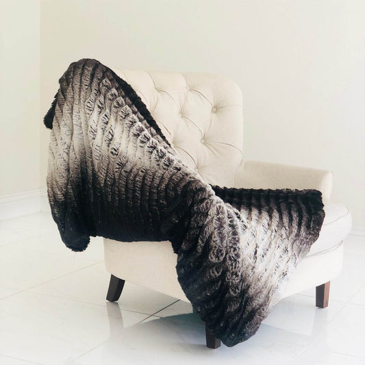 Chocolate Brown Ivory Faux Fur Luxury Throw - Plutus Brands