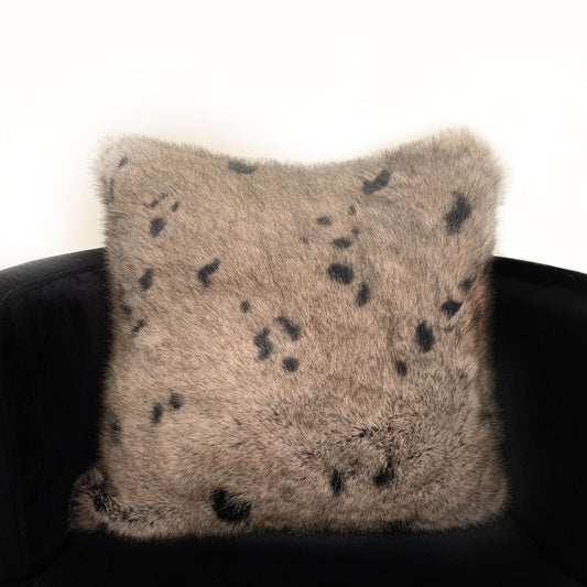 Plutus Gray Gunmetal Two Tone Animal Faux Fur Luxury Throw Pillow - Plutus Brands
