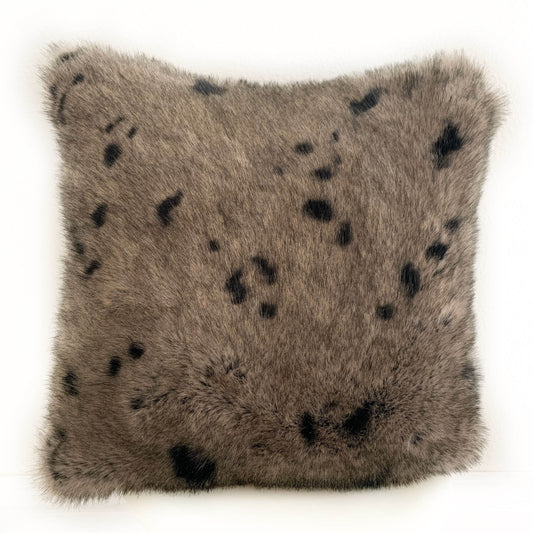 Plutus Gray Gunmetal Two Tone Animal Faux Fur Luxury Throw Pillow - Plutus Brands