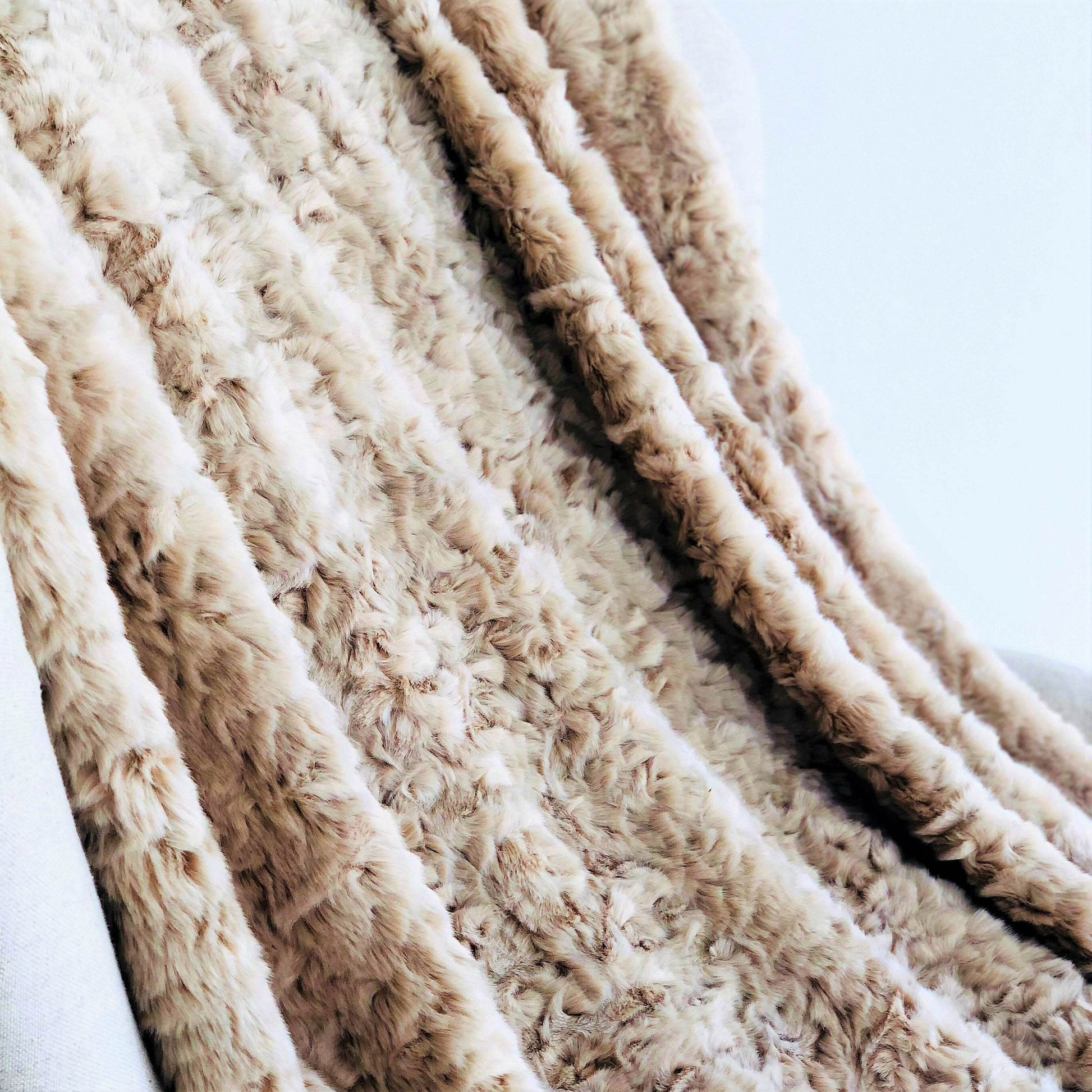 Champagne Persian Chilla Faux Fur Handmade Luxury Throw - Plutus Brands