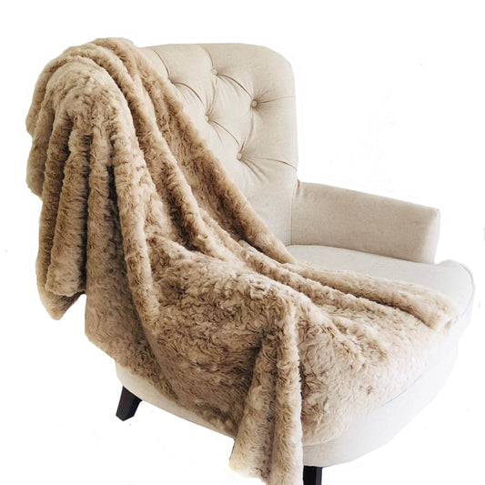 Champagne Persian Chilla Faux Fur Handmade Luxury Throw - Plutus Brands