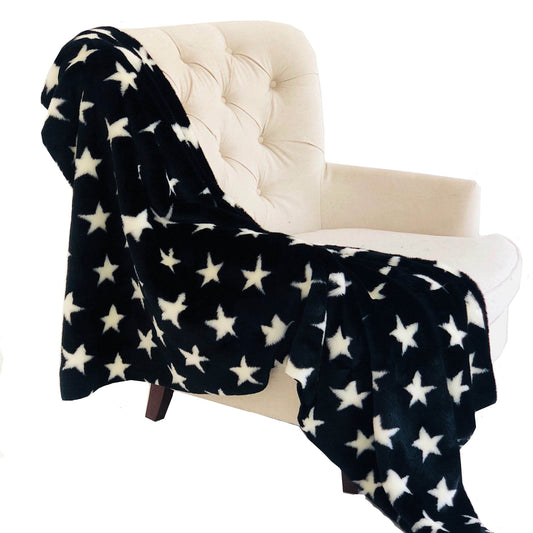 Black and White Stars Soft Handmade Luxury Throw - Plutus Brands