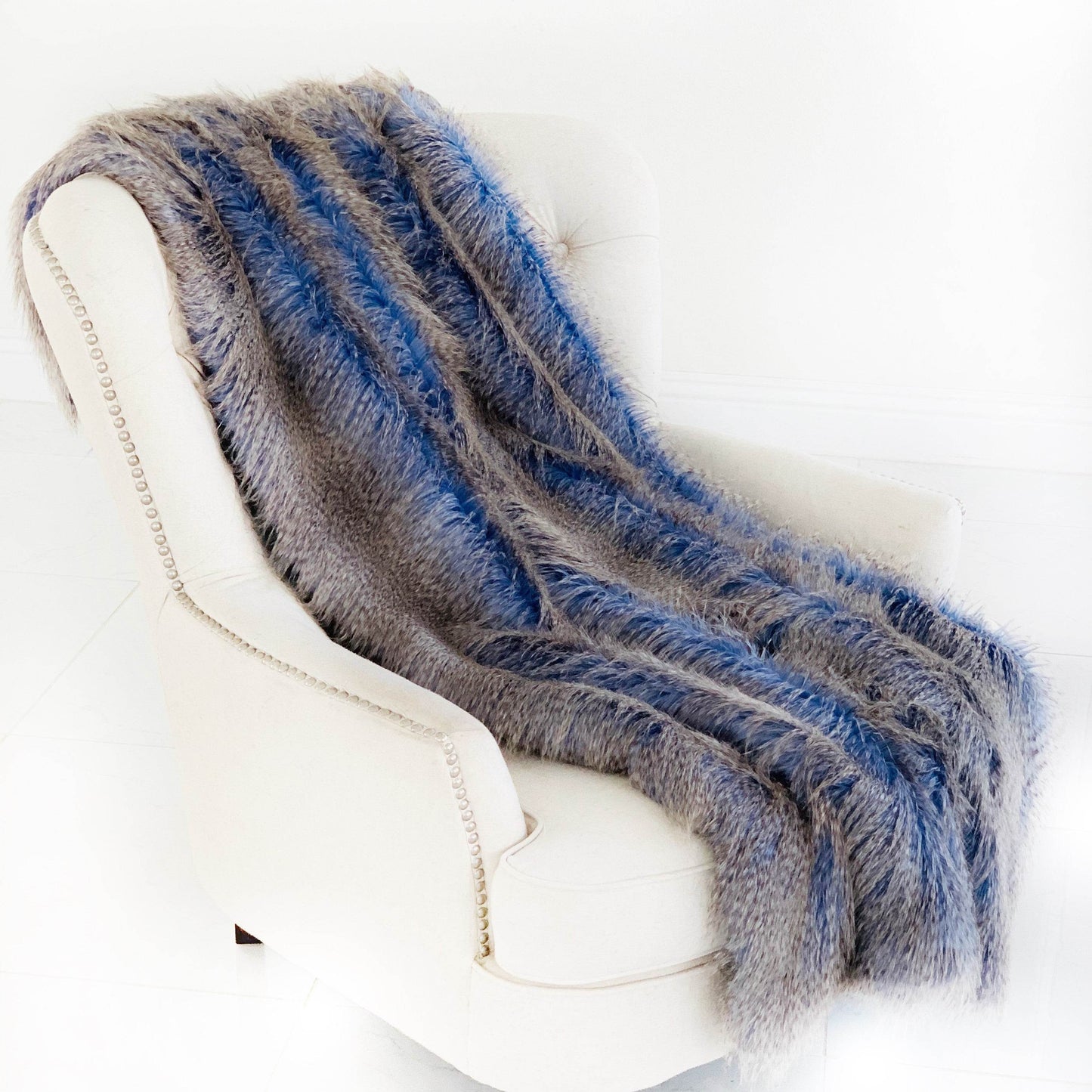 Plush Azure Jean Handmade Luxury Faux Fur Throw - Plutus Brands