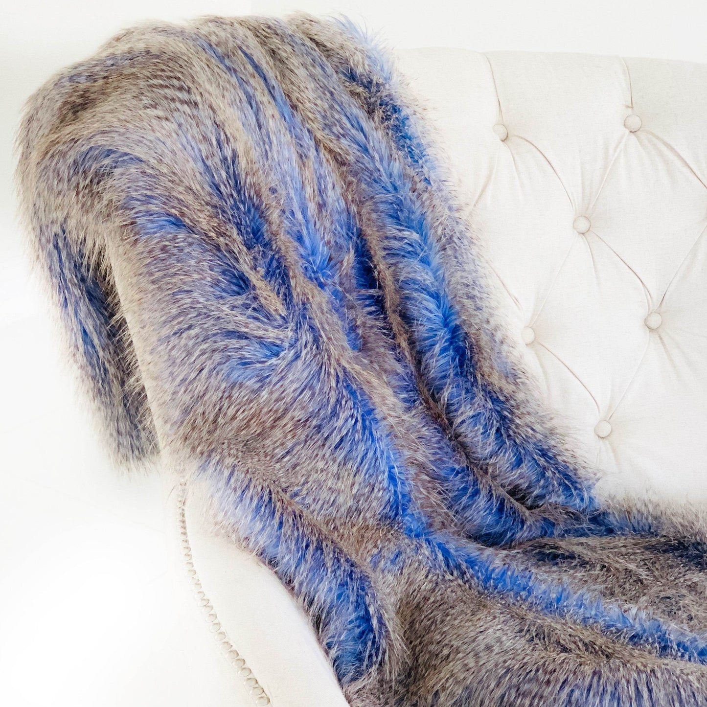 Plush Azure Jean Handmade Luxury Faux Fur Throw - Plutus Brands