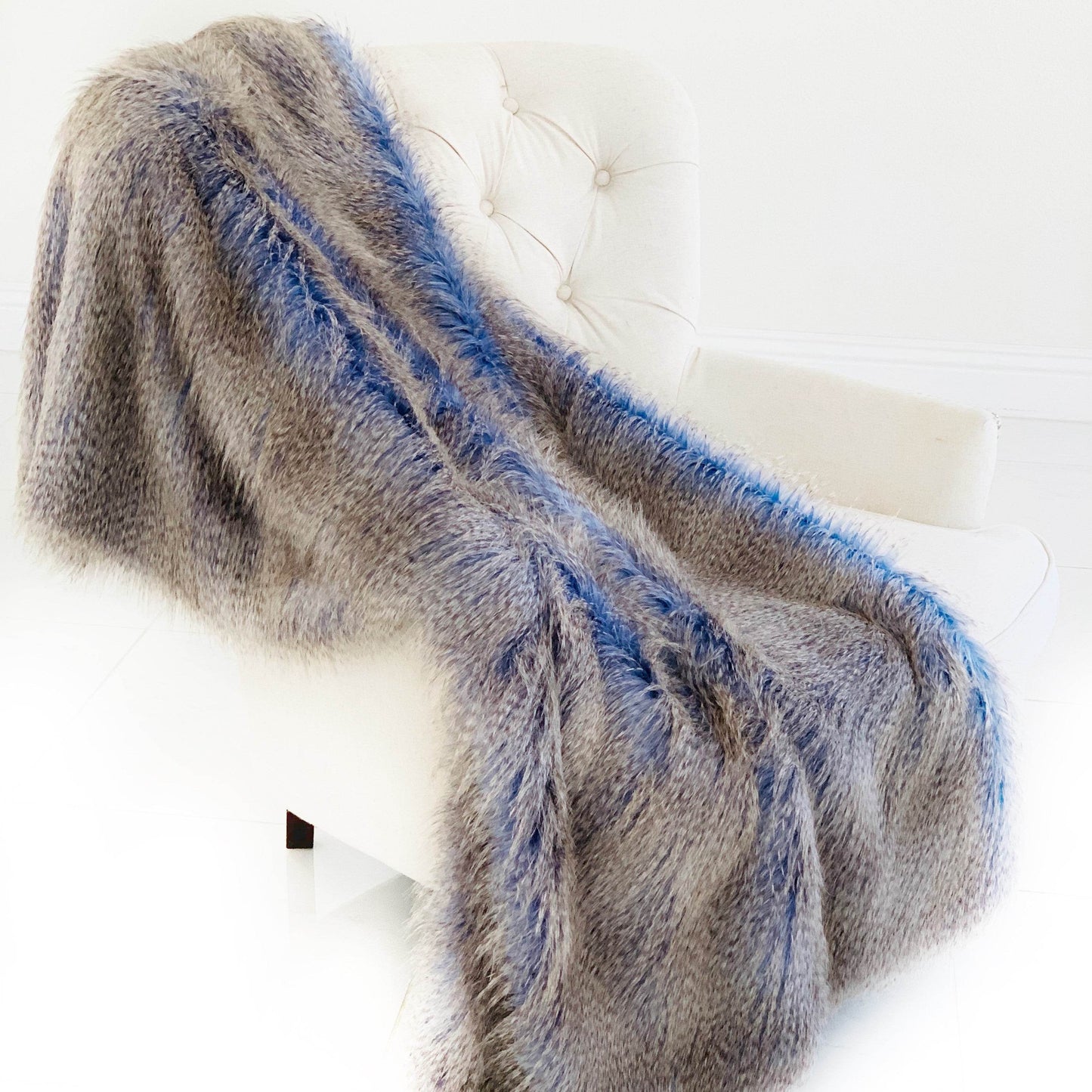 Plush Azure Jean Handmade Luxury Faux Fur Throw - Plutus Brands