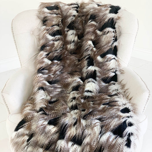 Black and Gold Fancy Rococo Plush Handmade Luxury Faux Fur Throw - Plutus Brands