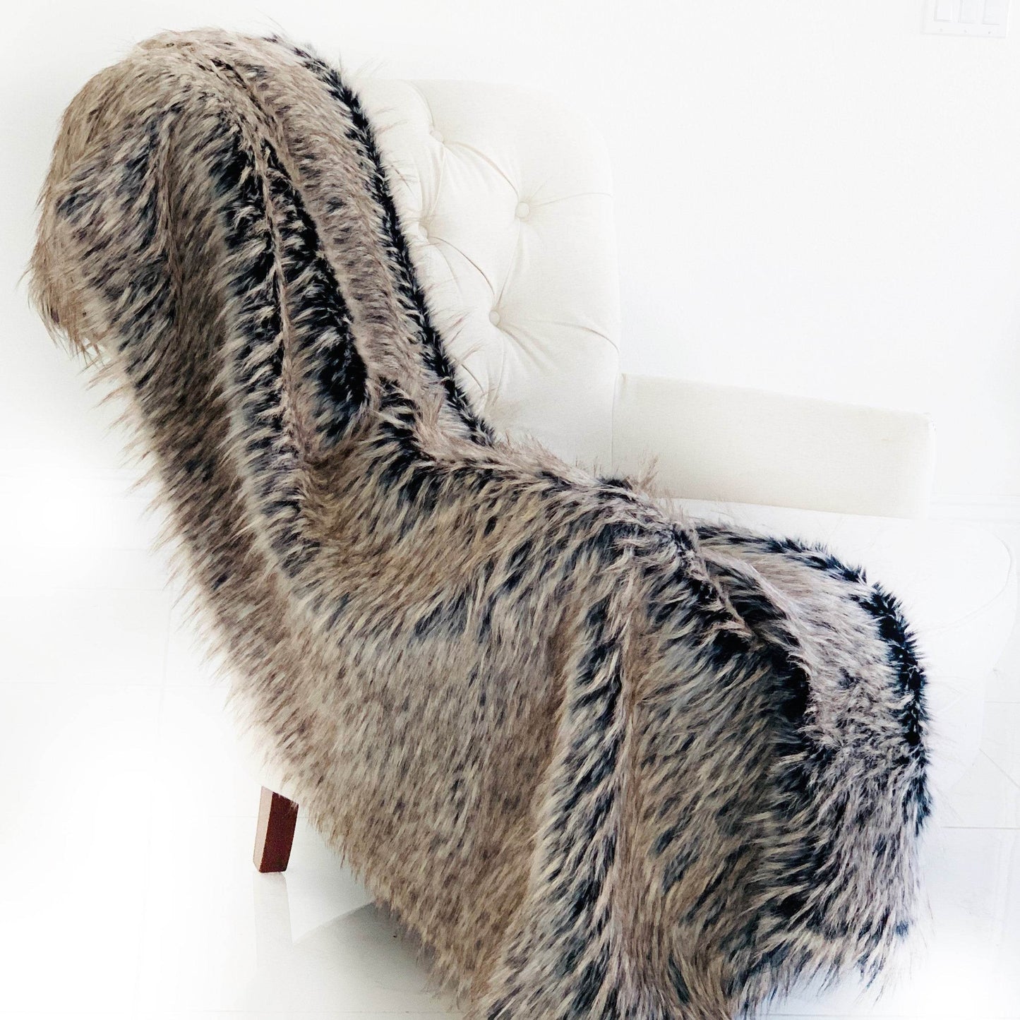 Foxy Brown Gray Plush Handmade Luxury Faux Fur Throw - Plutus Brands