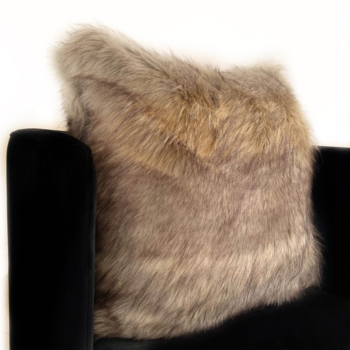 Plutus Gray Wolverine Pelage Animal Faux Fur Luxury Throw Pillow - Plutus Brands