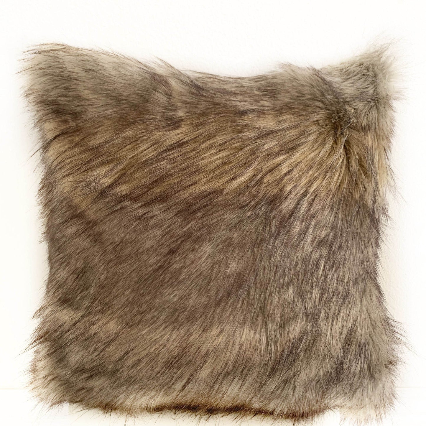 Plutus Gray Wolverine Pelage Animal Faux Fur Luxury Throw Pillow - Plutus Brands