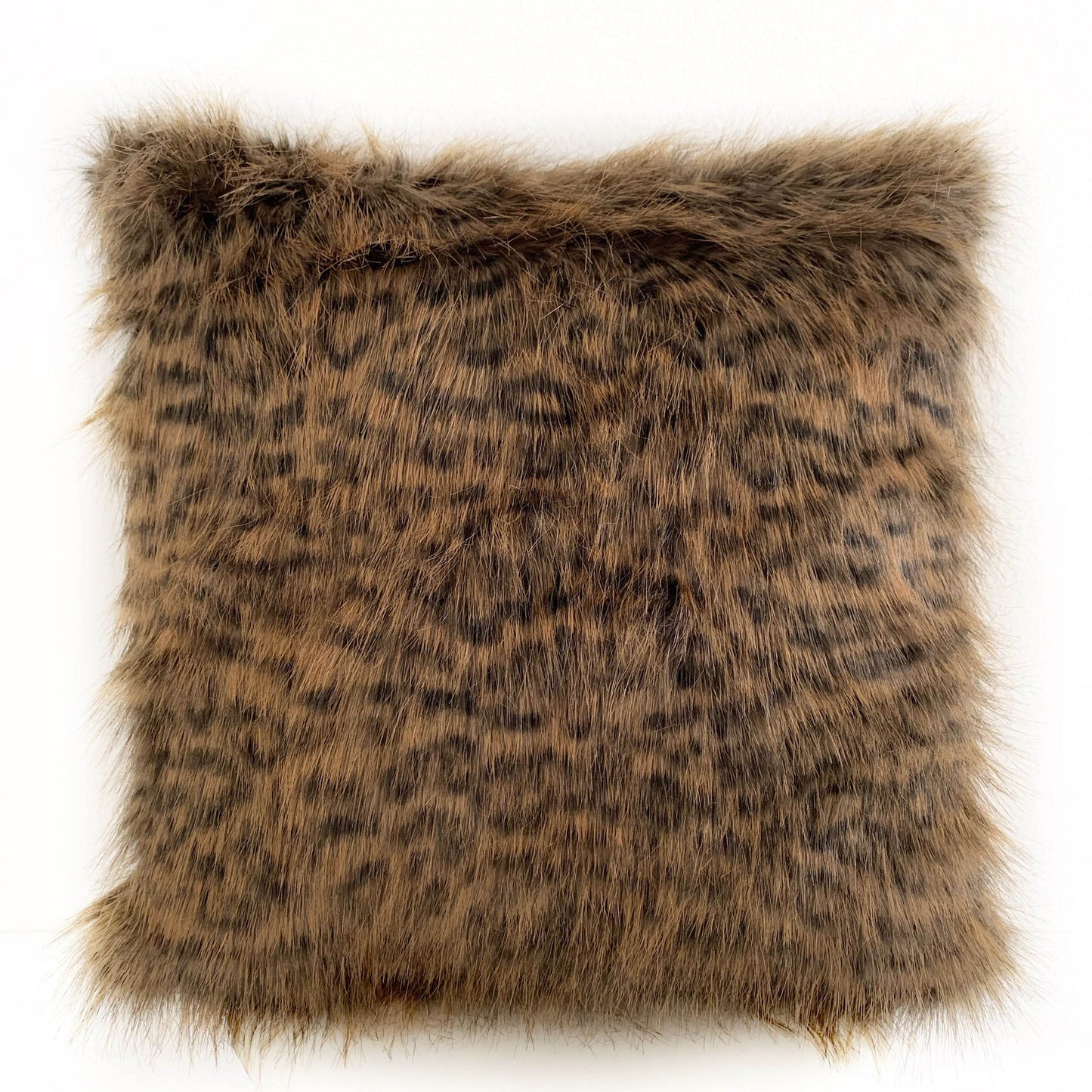 Plutus Brown Tawny WildCat Animal Faux Fur Luxury Throw Pillow - Plutus Brands