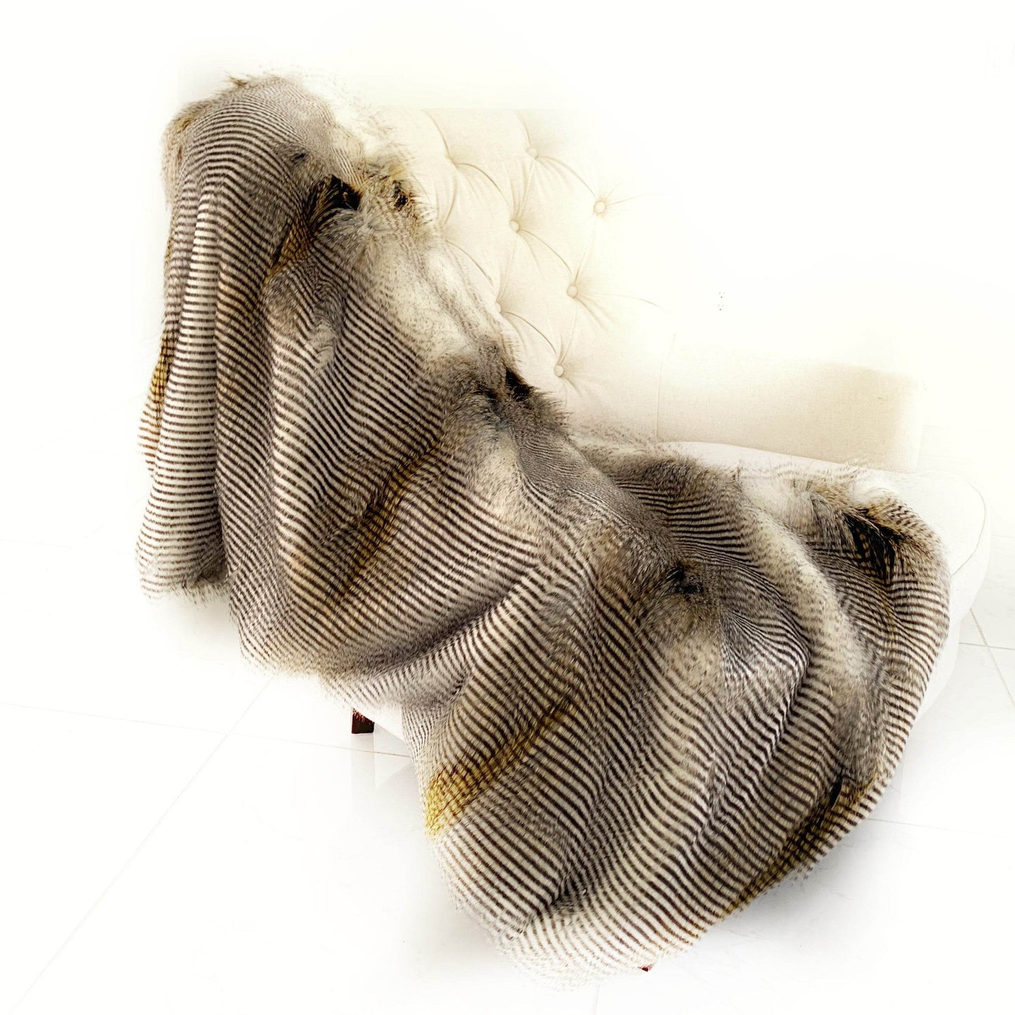 Alaskan Hawk Faux Fur Handmade Luxury Throw - Plutus Brands