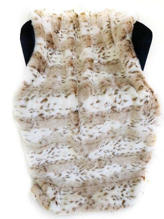 Plutus Brown, Beige Leopard Fur Faux Fur Luxury Throw Blanket - Plutus Brands