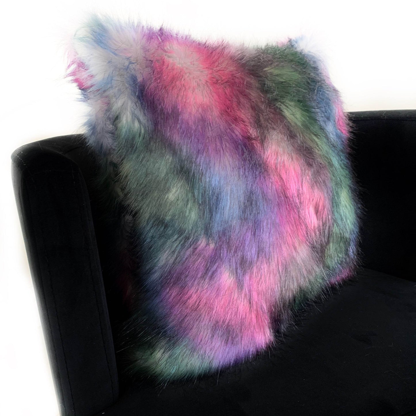 Plutus Green, Purple, Blue Northern Lights Animal Faux Fur Luxury Throw Pillow - Plutus Brands