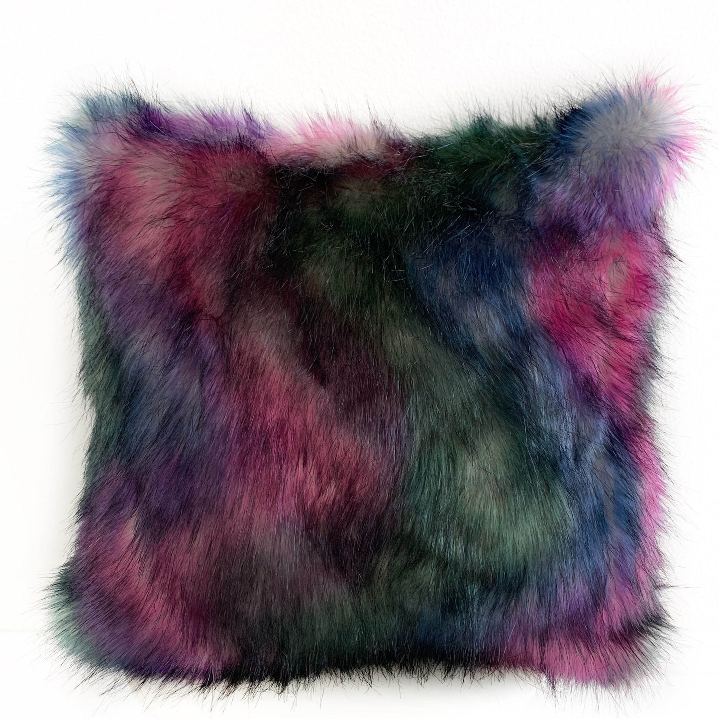 Plutus Green, Purple, Blue Northern Lights Animal Faux Fur Luxury Throw Pillow - Plutus Brands