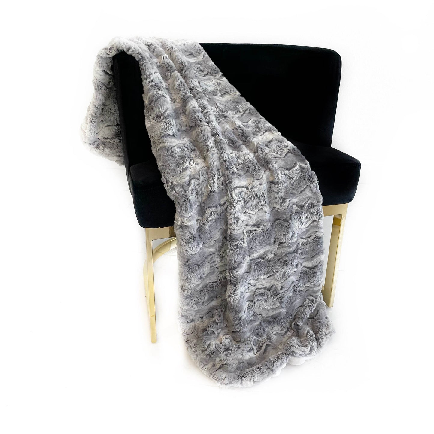 Plutus Silver Wild Rabbit Faux Fur Luxury Throw Blanket - Plutus Brands
