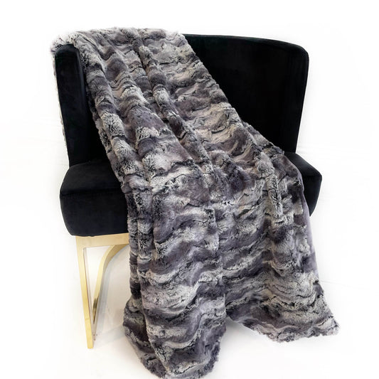 Plutus Metal Wild Rabbit Faux Fur Luxury Throw Blanket - Plutus Brands
