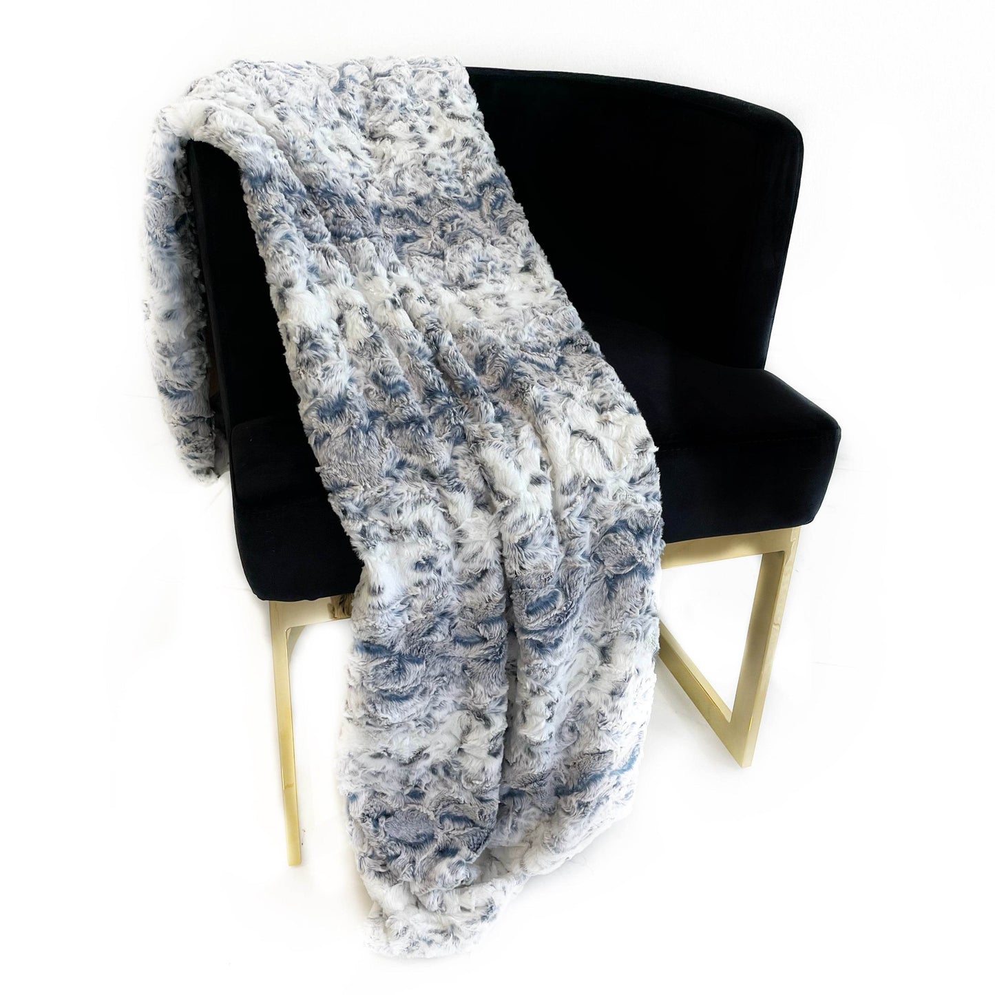 Plutus Navy Snowy Owl Faux Fur Luxury Throw Blanket - Plutus Brands