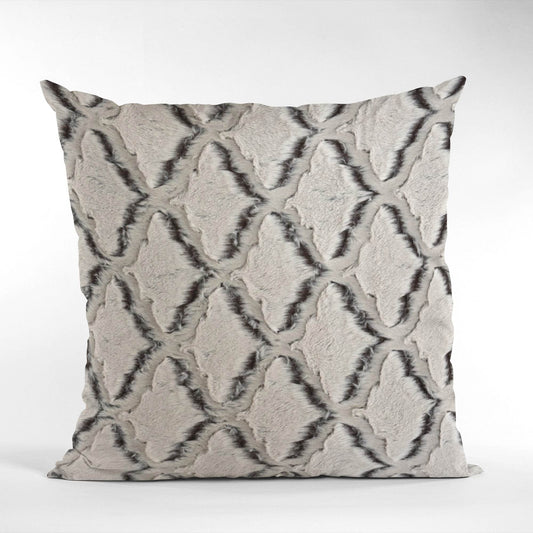 Plutus Brown Beige Diamond Animal Faux Fur Luxury Throw Pillow - Plutus Brands