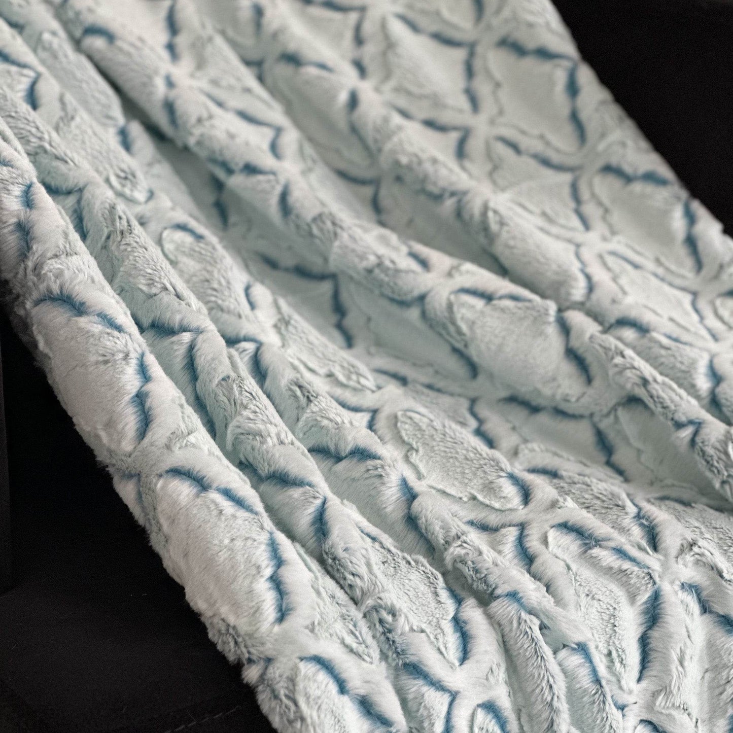 Plutus Light Blue Diamond Faux Fur Luxury Throw Blanket - Plutus Brands
