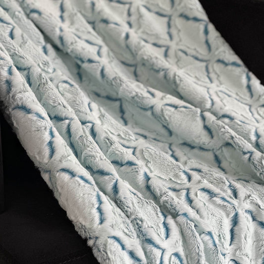 Plutus Light Blue Diamond Faux Fur Luxury Throw Blanket - Plutus Brands