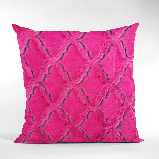 Plutus Fuchsia Purple Diamond Animal Faux Fur Luxury Throw Pillow - Plutus Brands
