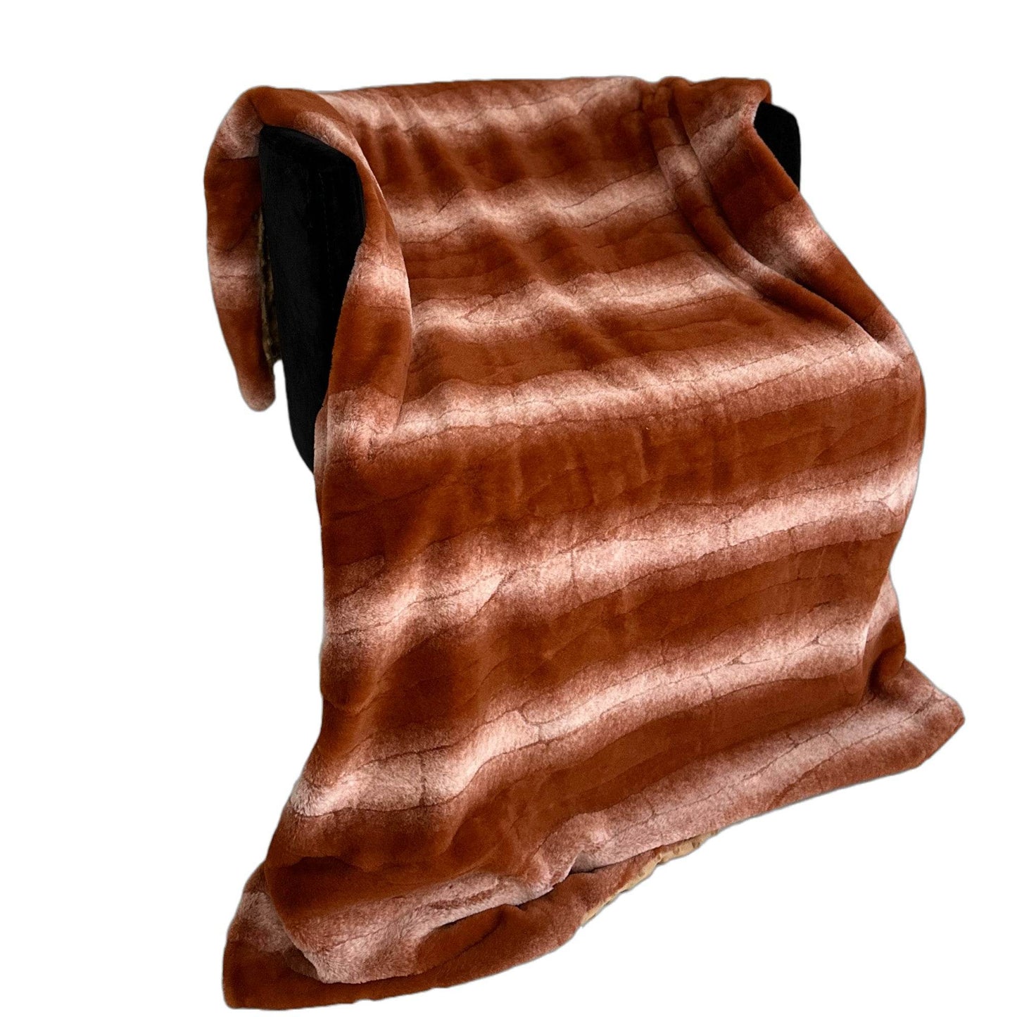 Plutus Orange Brown Furever Faux Fur Luxury Throw Blanket - Plutus Brands
